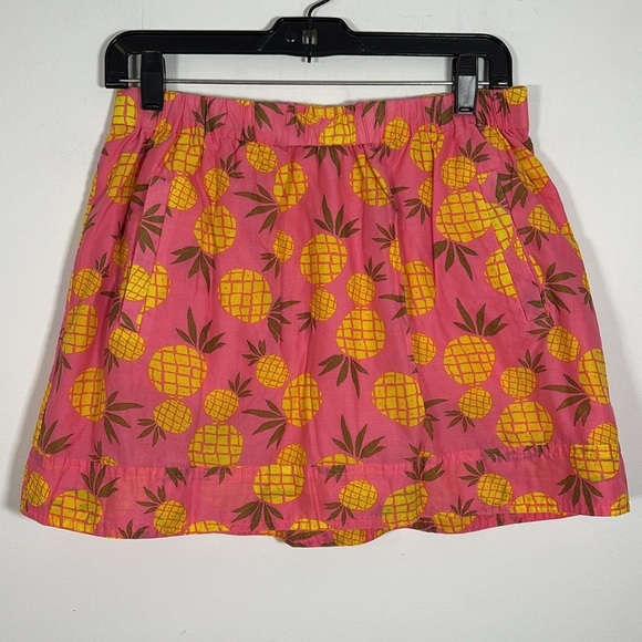 J Crew Mini Skirt Small Pink Yellow Pineapple Print Pull On Vacation Summer Cute - Picture 4 of 6